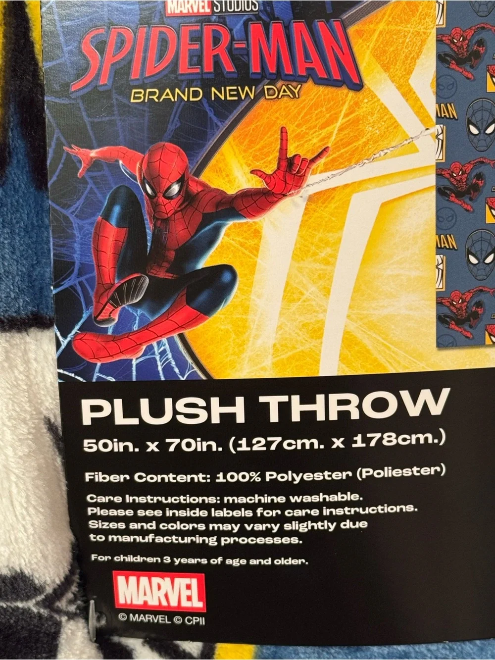 Spider-Man Blue Graphic Plush Throw Blanket